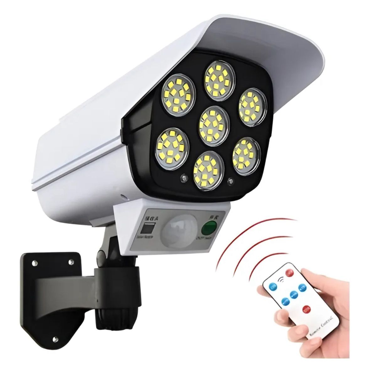 Foco Solar Estilo Camara+sensor De Movimiento+control Remot Blanco